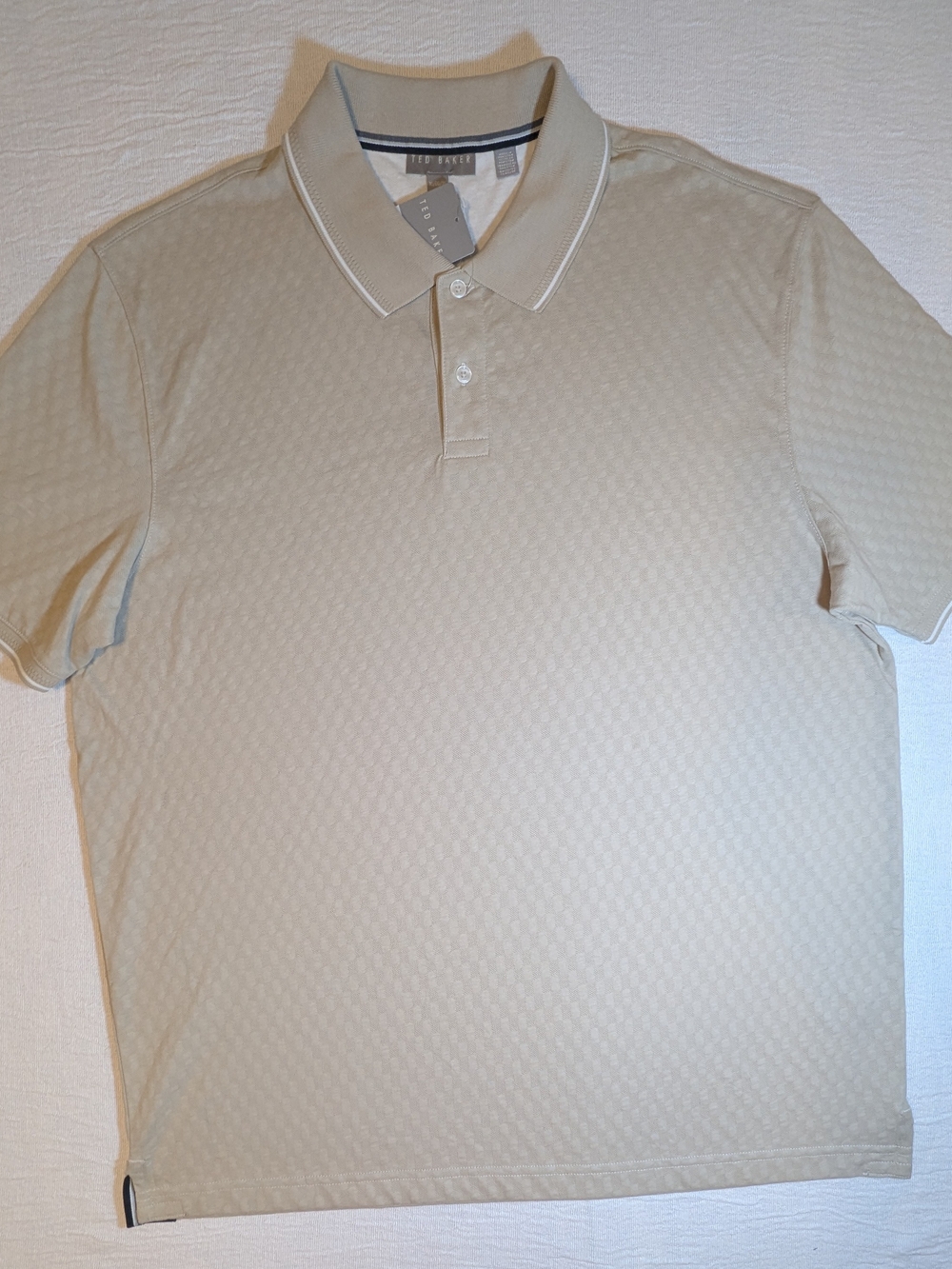 Ted Baker Men’s Cream Textured Polo with Contrast Tipping